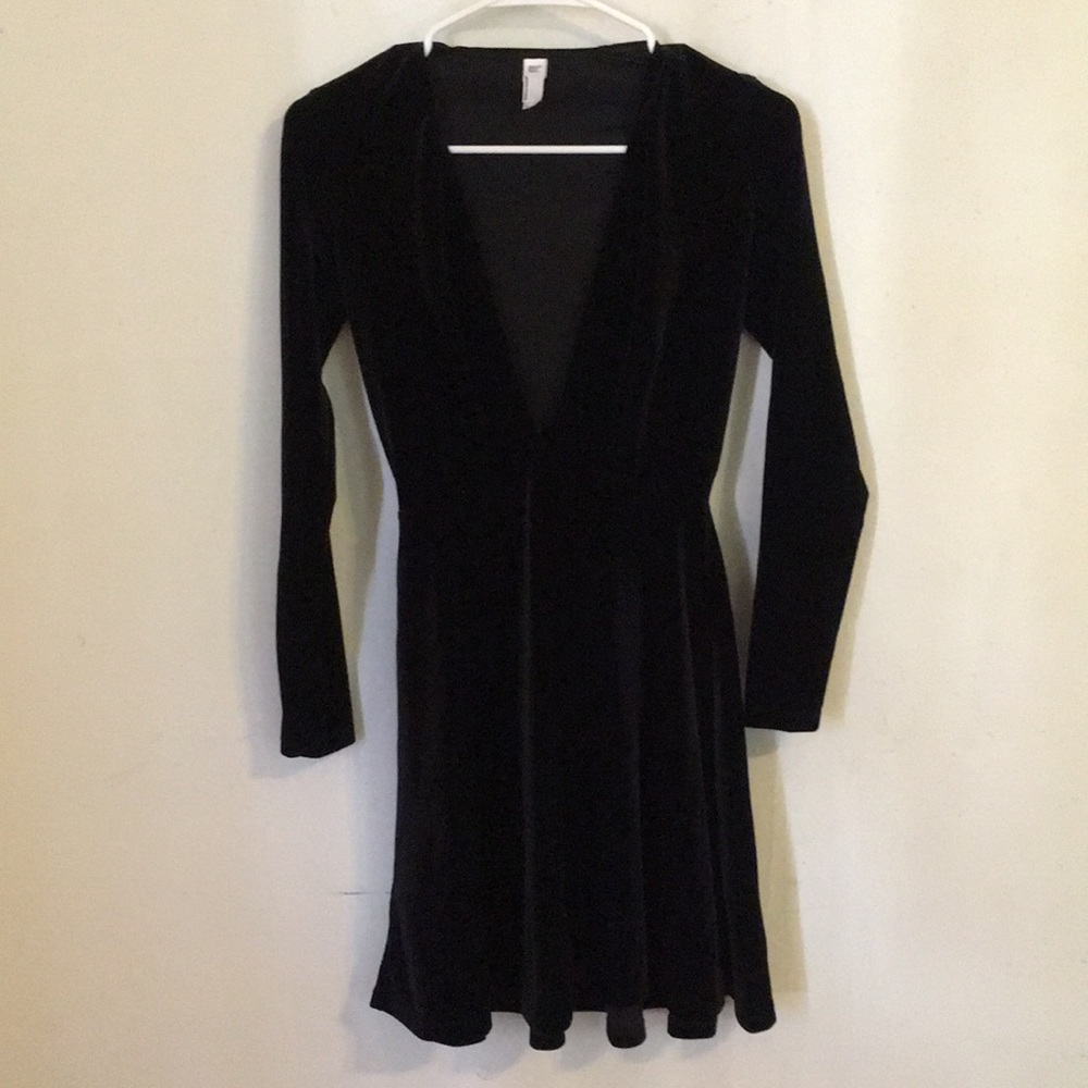 American Apparel Velvet Skater Dress Low Cut Rare